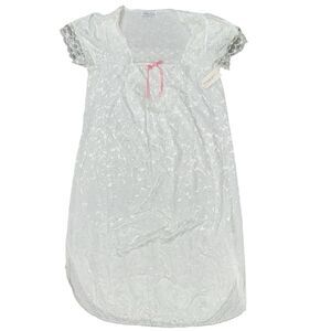 Vintage Willow Creak White Nightgown Satin Lace Trim Bow NOS Made USA Cottage